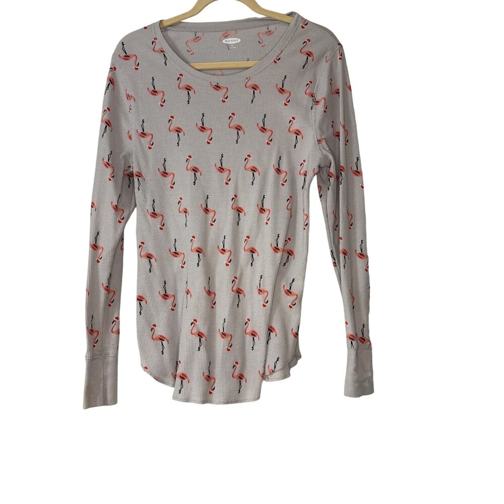 Old Navy Easy Tee Pink Flamingo with Santa Hats Sz XL
